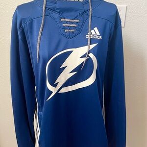 Adidas Blue Lace-Up Hockey Sweatshirt